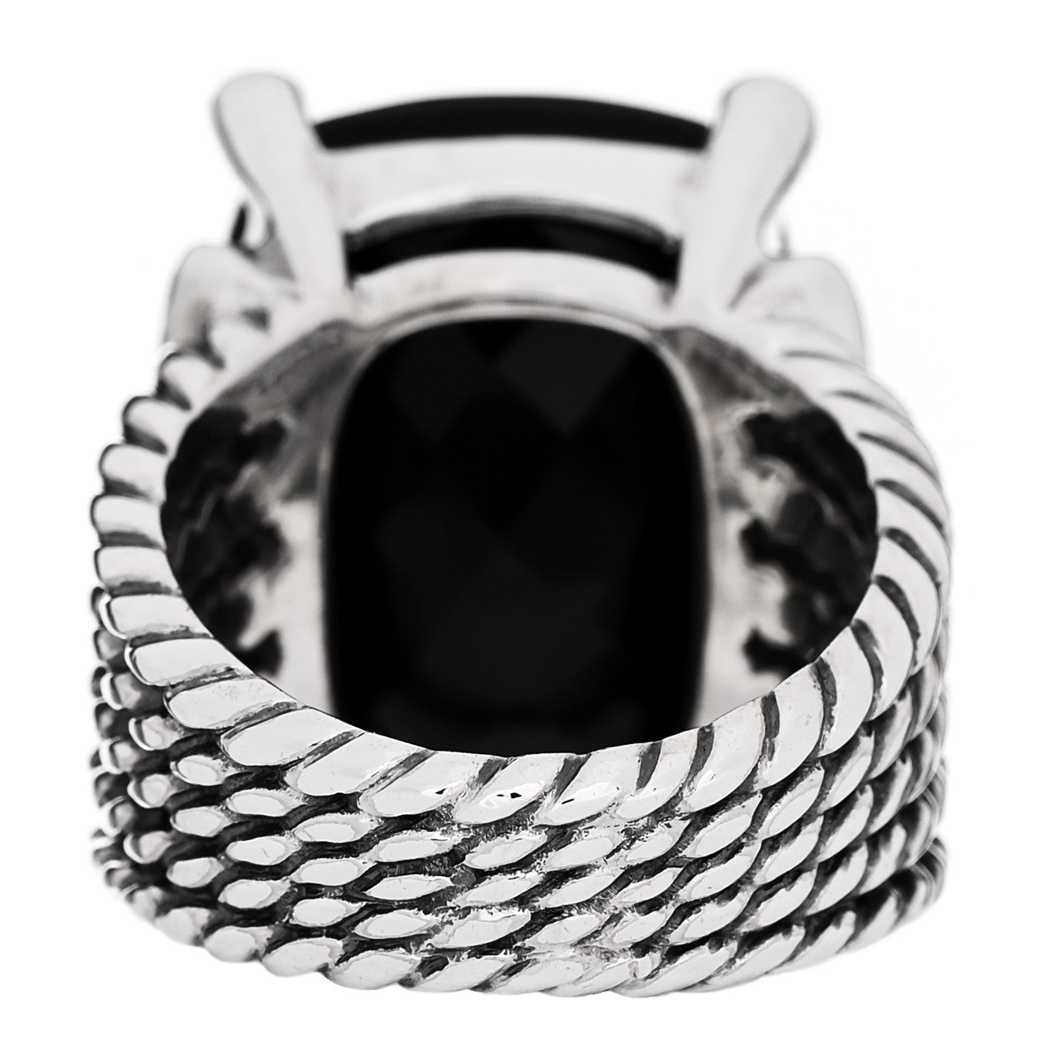 David Yurman Sterling Silver Diamond Black Onyx 20mm Wheaton Ring 52 6 4 of 6