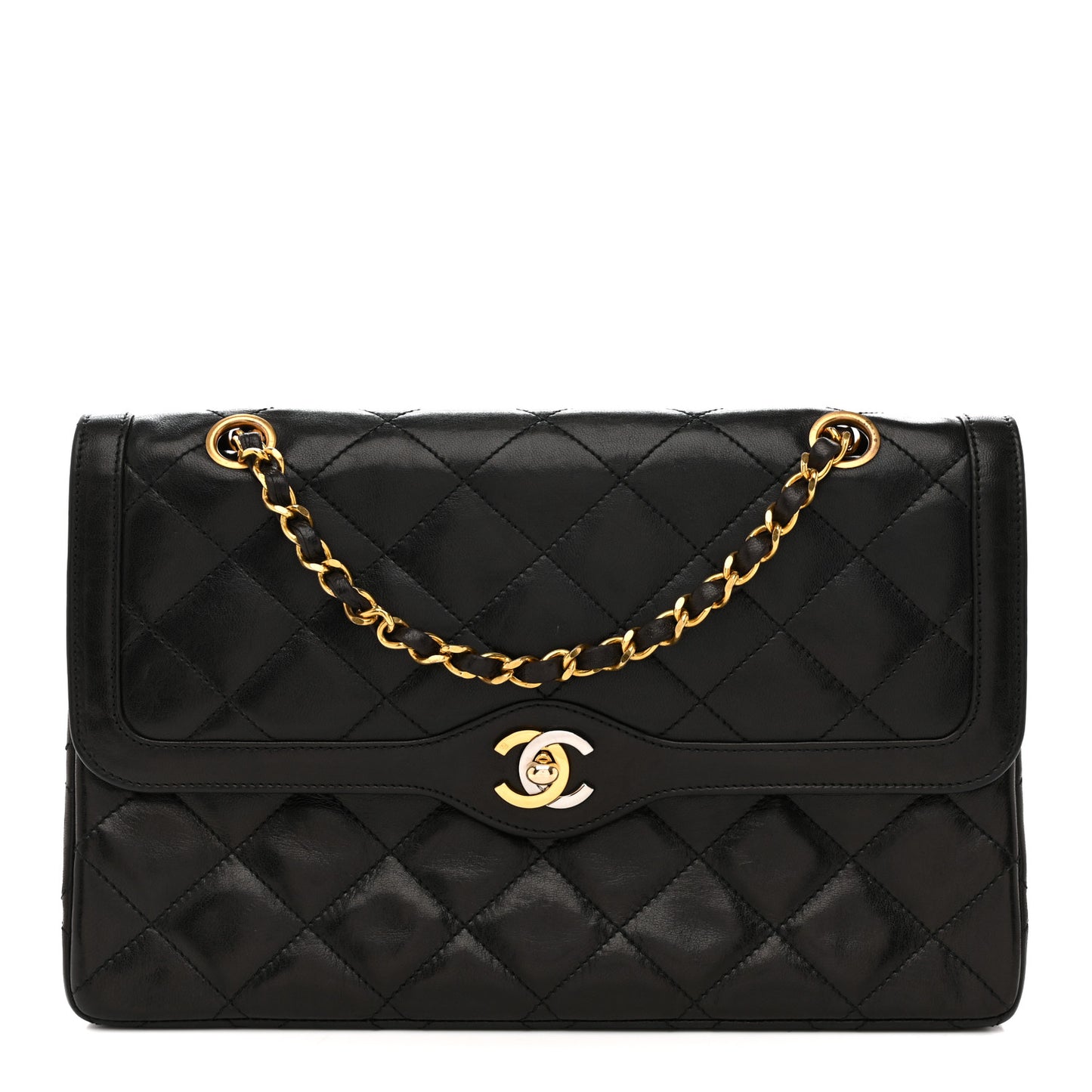 Lambskin Quilted Medium Single Flap Black