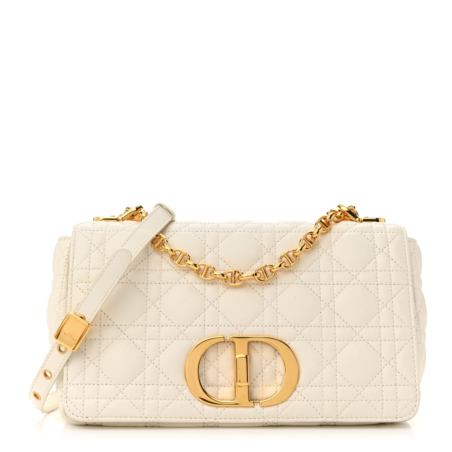 Supple Calfskin Cannage Medium Caro Bag Ivory