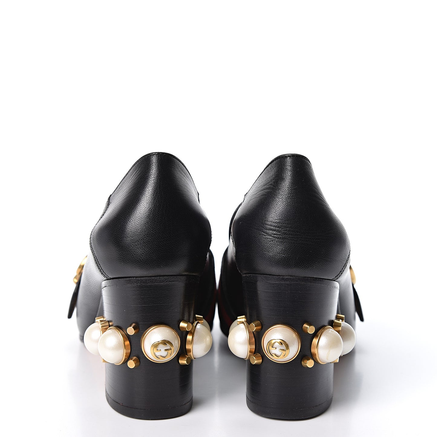 Malaga Kid Web Pearl Embellished Peyton 75mm Loafer Pumps 38 Black
