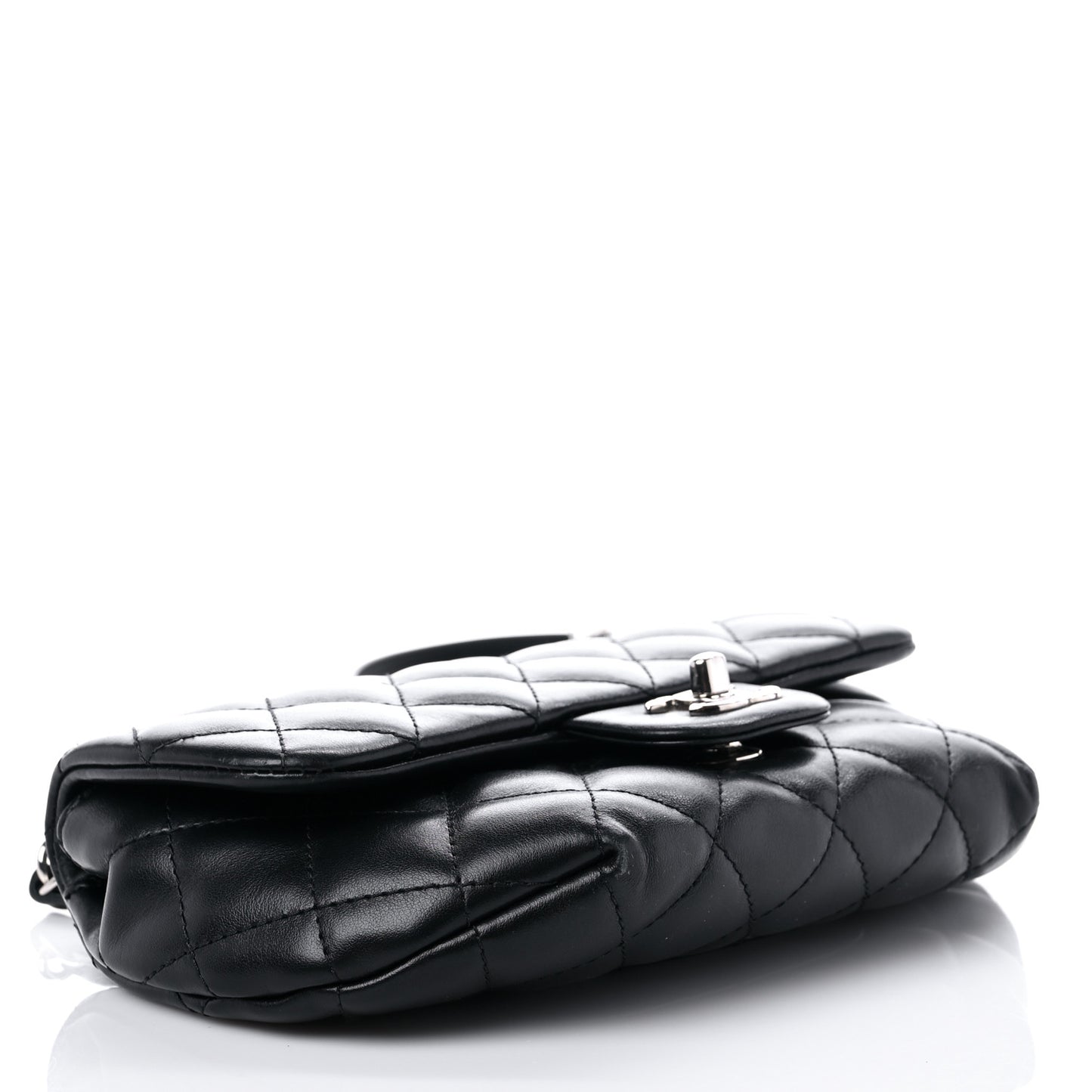 Calfskin Quilted CC Uniform Flap Belt Bag Black