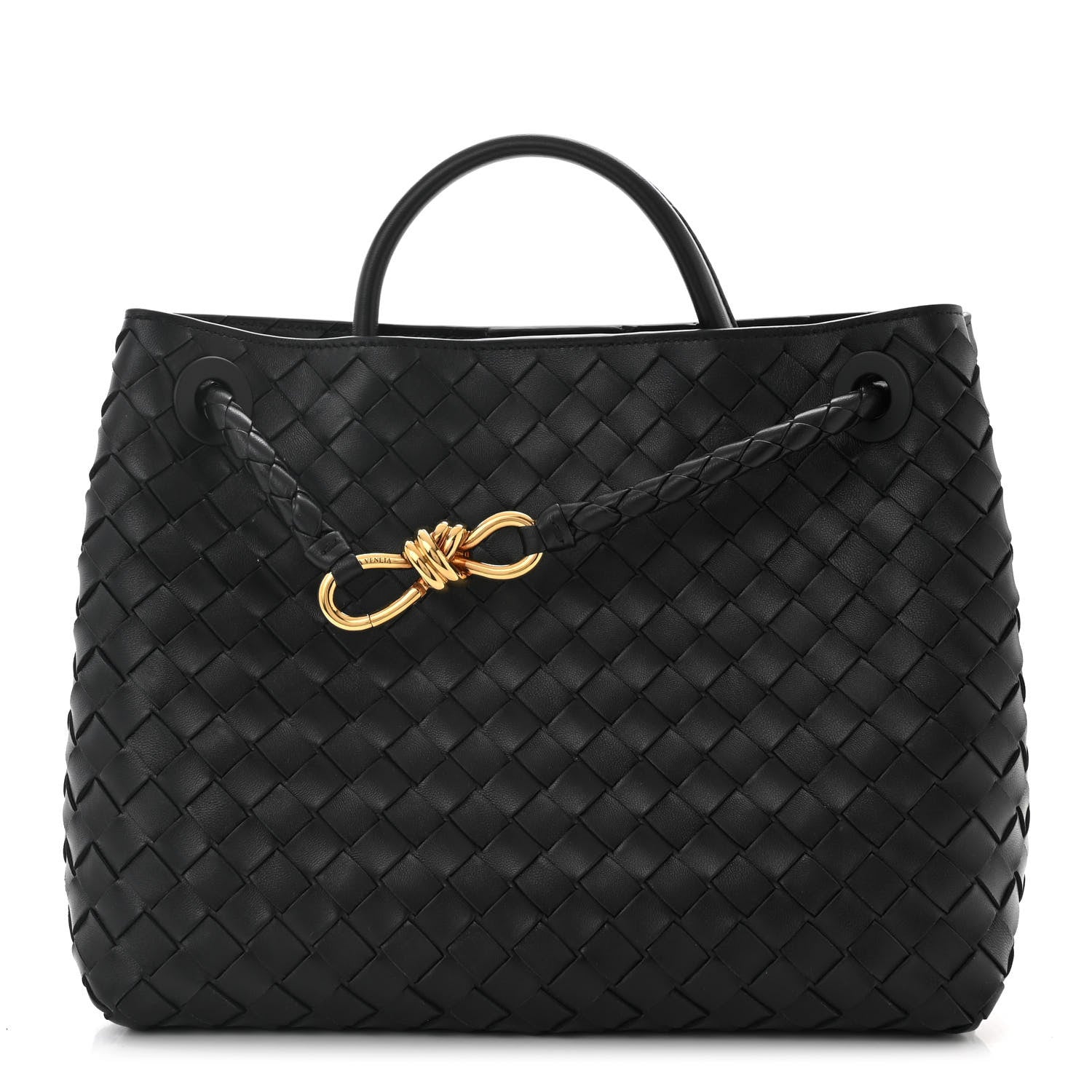 Bottega Veneta Nappa Intrecciato Medium Andiamo Shoulder Bag Black 1 of 9