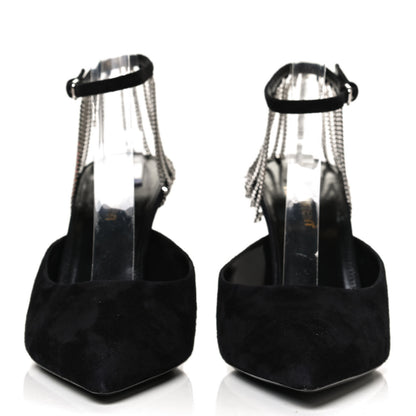 Saint Laurent Suede Chain Trim Pumps 37.5 Black 2 of 12
