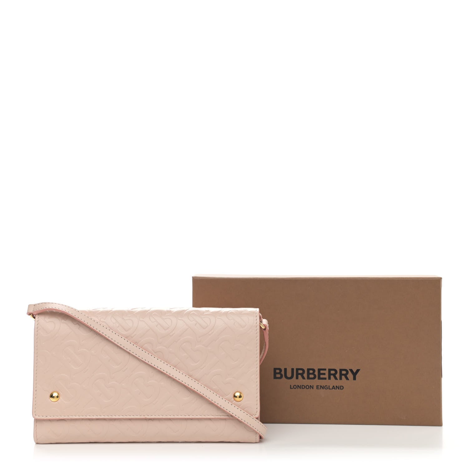 Burberry Calfskin Embossed Monogram Crossbody Light Pink 12 of 12