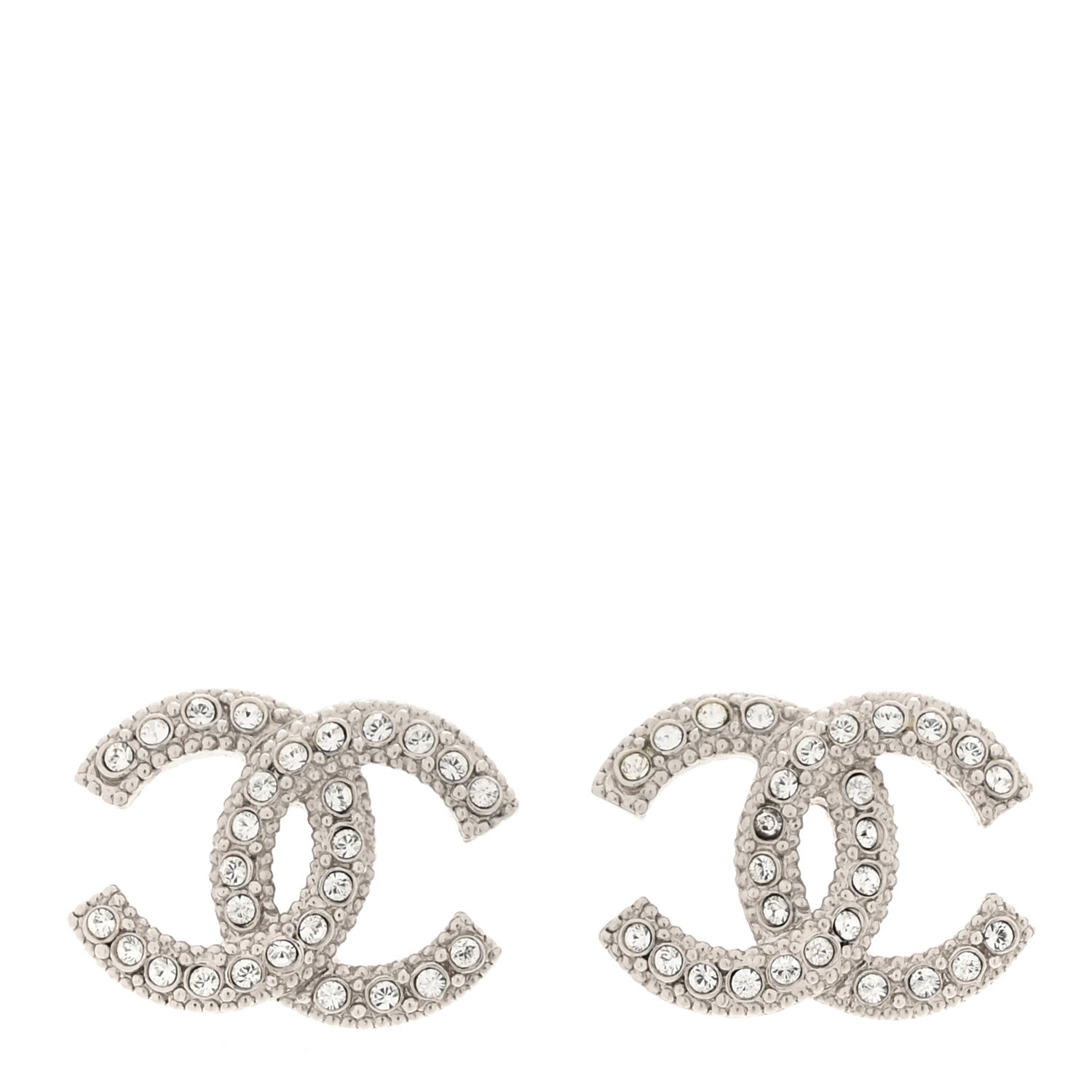 Chanel Crystal CC Coco Flapper Earrings Silver 1 of 6