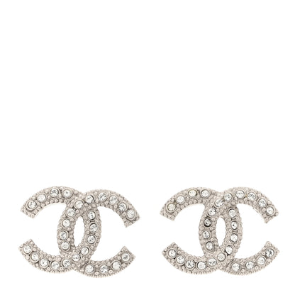 Chanel Crystal CC Coco Flapper Earrings Silver 1 of 6