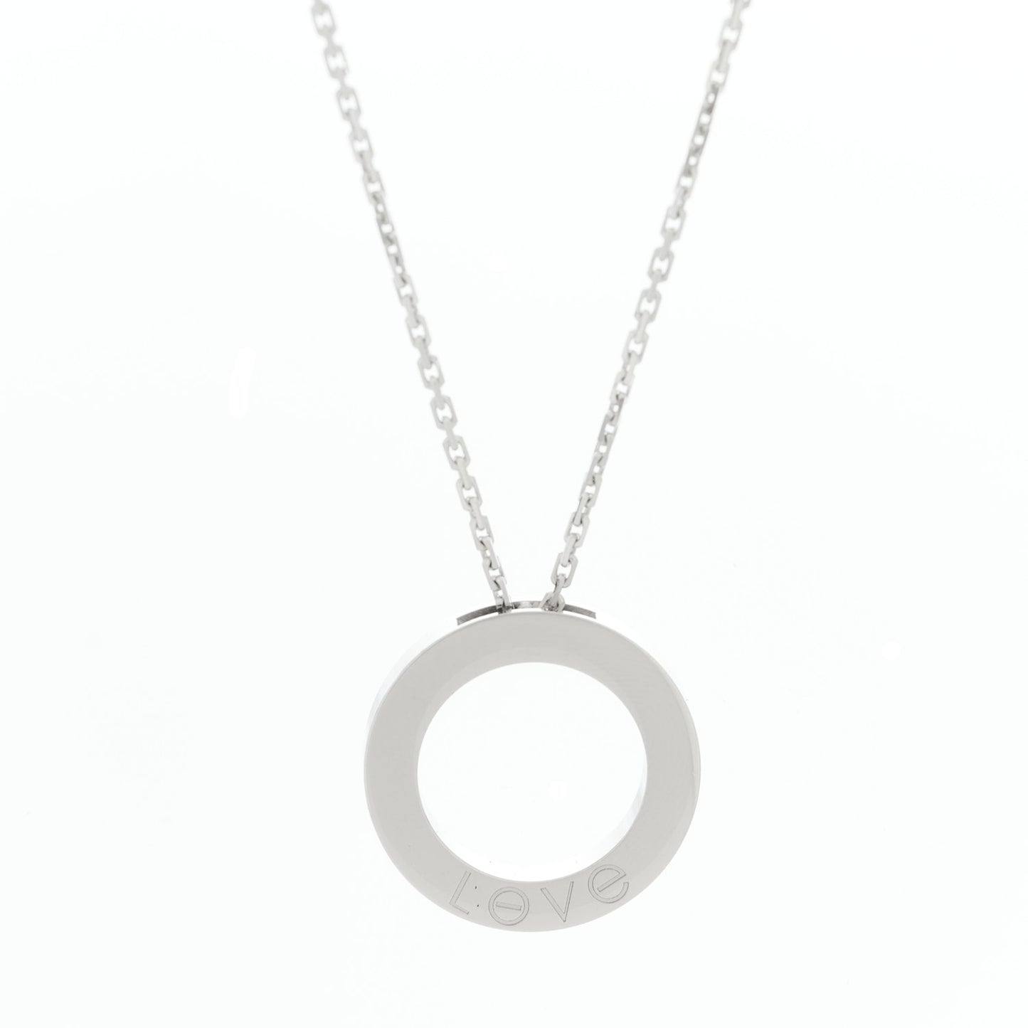 18K White Gold Diamond LOVE Paved Necklace