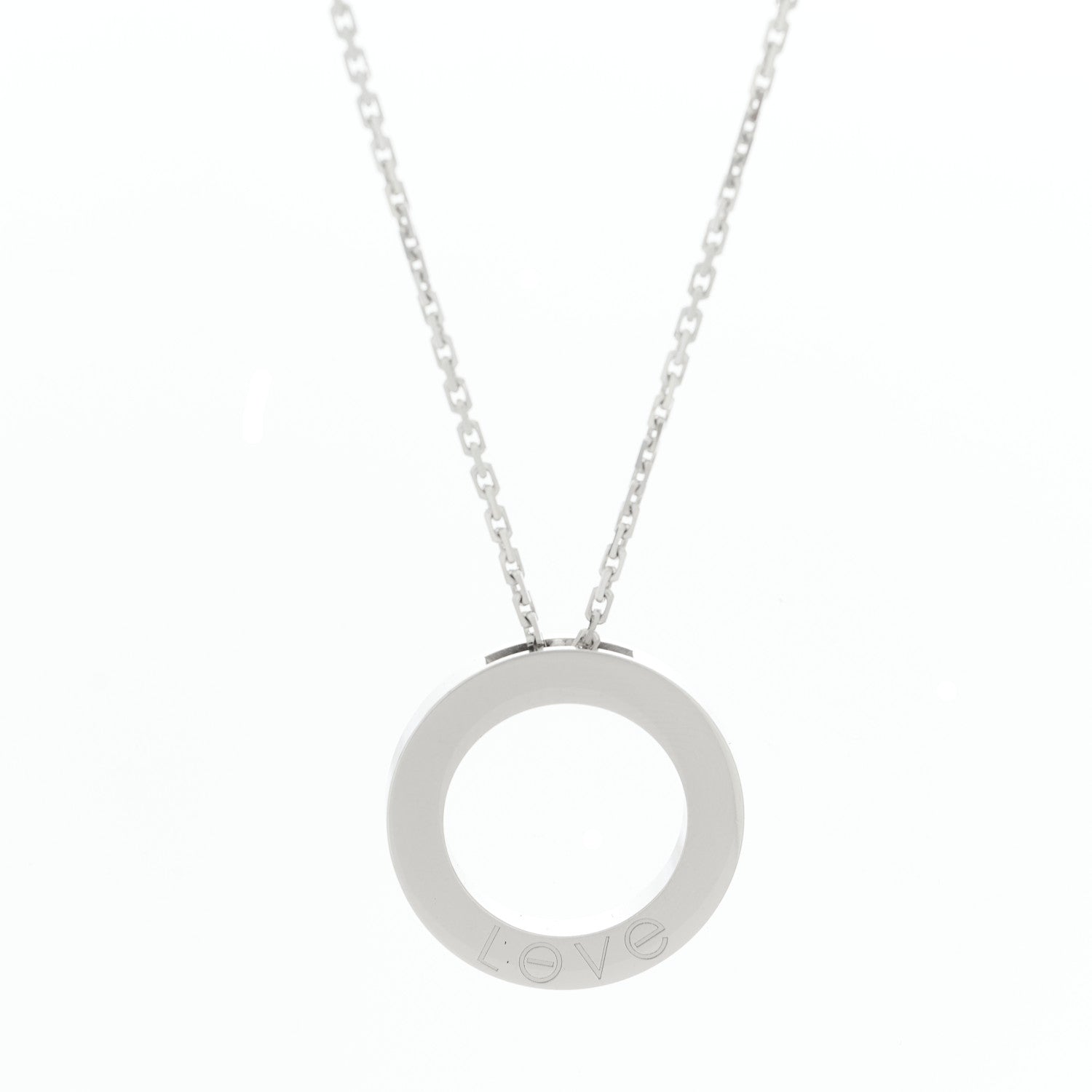 Cartier 18K White Gold Diamond LOVE Paved Necklace 5 of 6