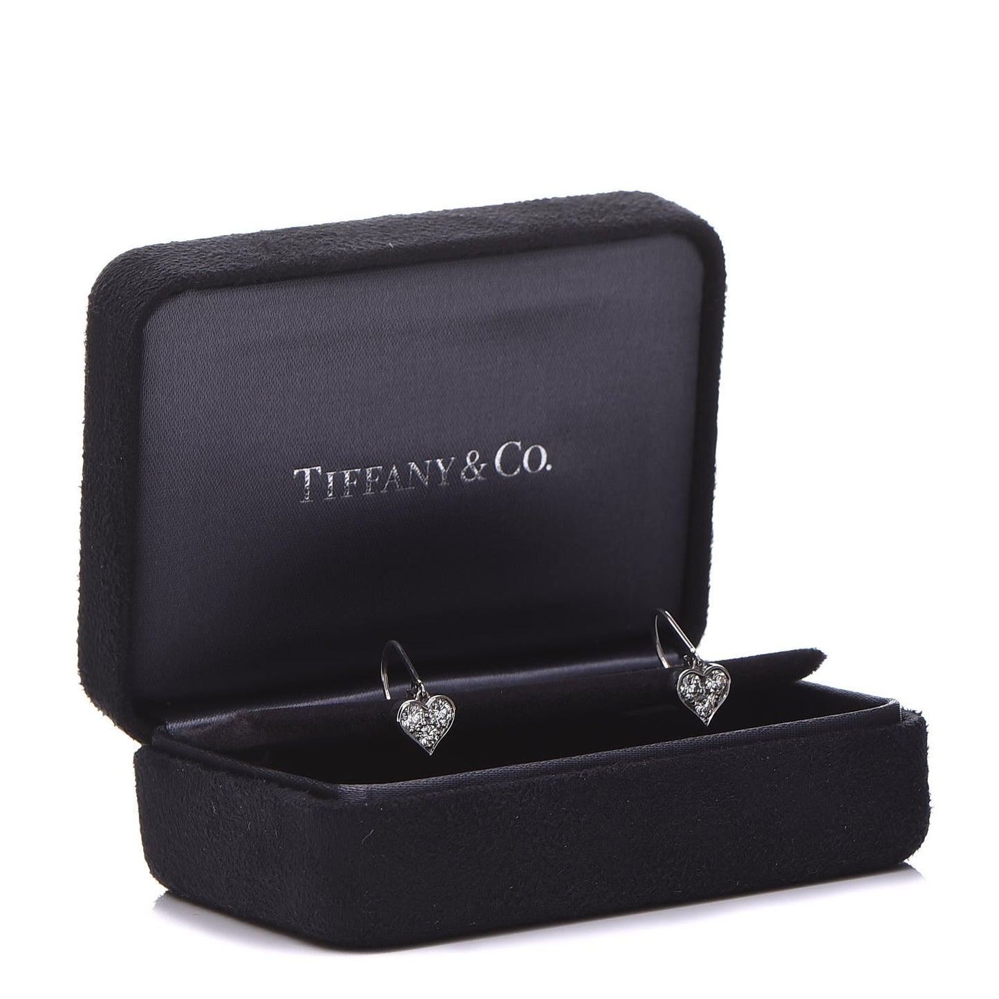 Platinum Diamond Heart Drop Earrings