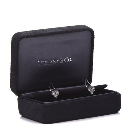 Tiffany Platinum Diamond Heart Drop Earrings 6 of 6
