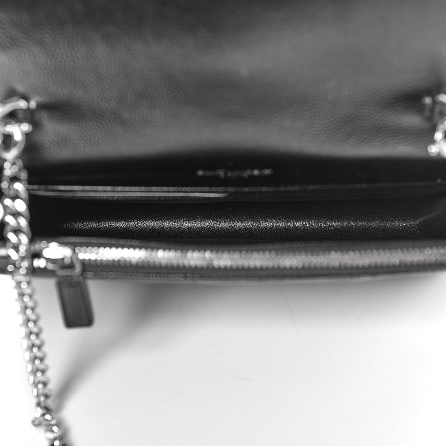 Grain De Poudre Matelasse Chevron Monogram Envelope Chain Wallet Black