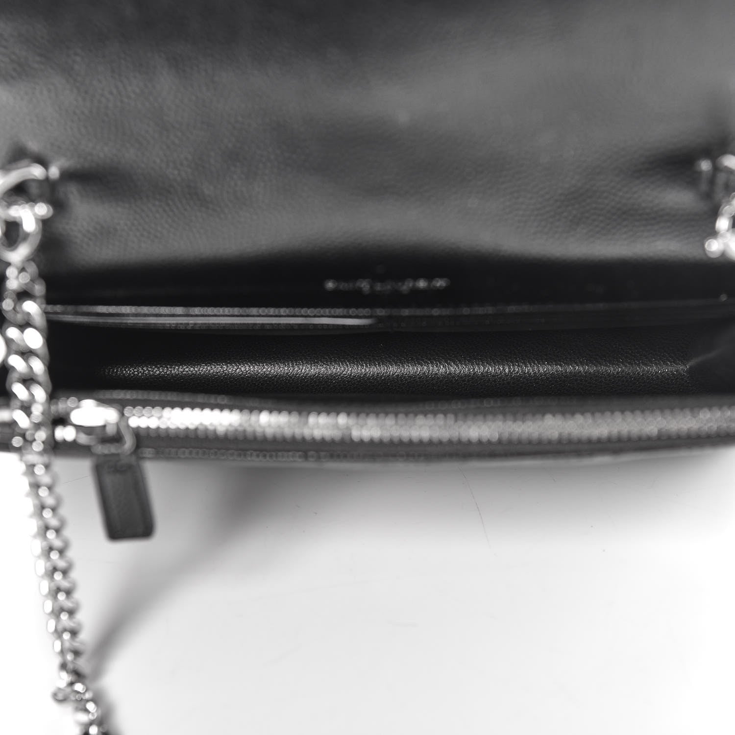 Saint Laurent Grain De Poudre Matelasse Chevron Monogram Envelope Chain Wallet Black 5 of 10