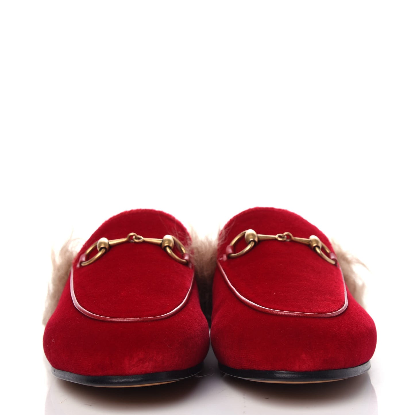 Velvet Fur Womens Princetown Slippers 35 Hibiscus Red