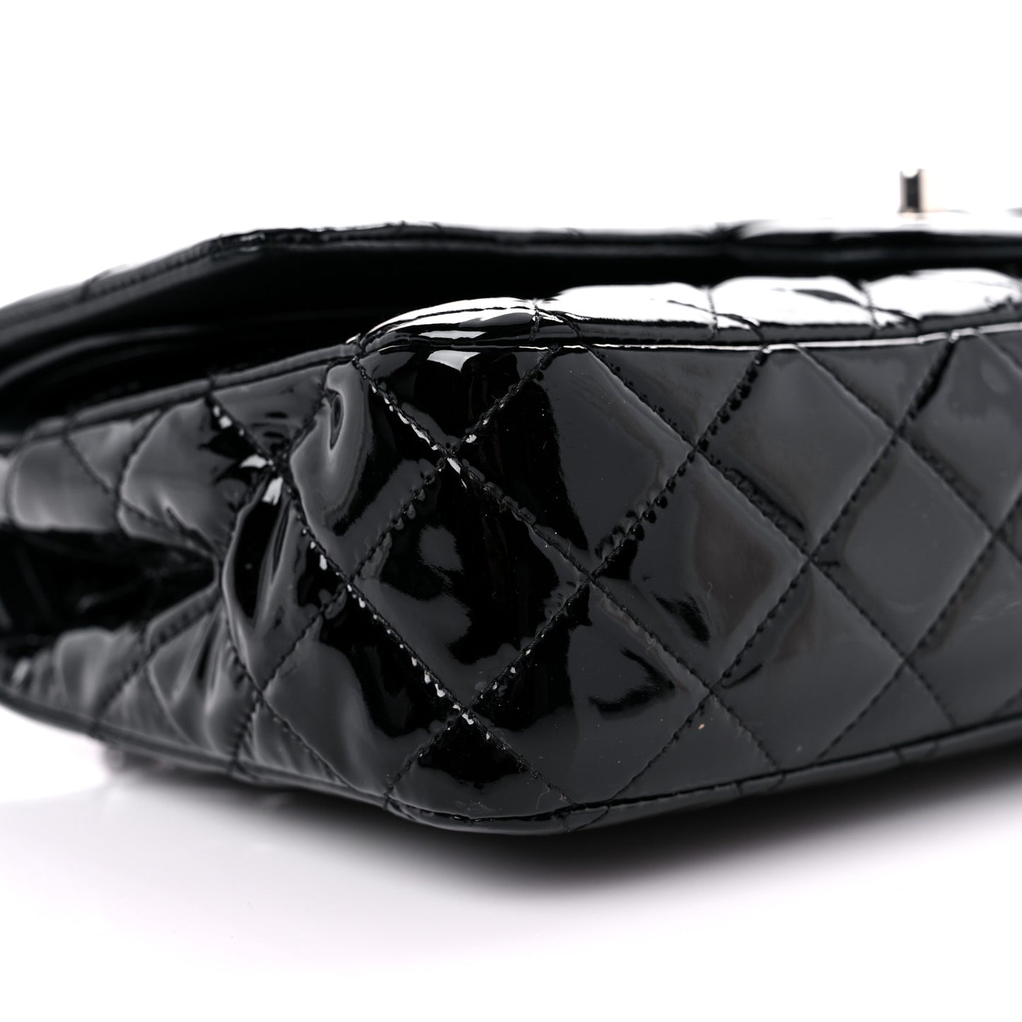 Patent Quilted Medium Double Flap Black