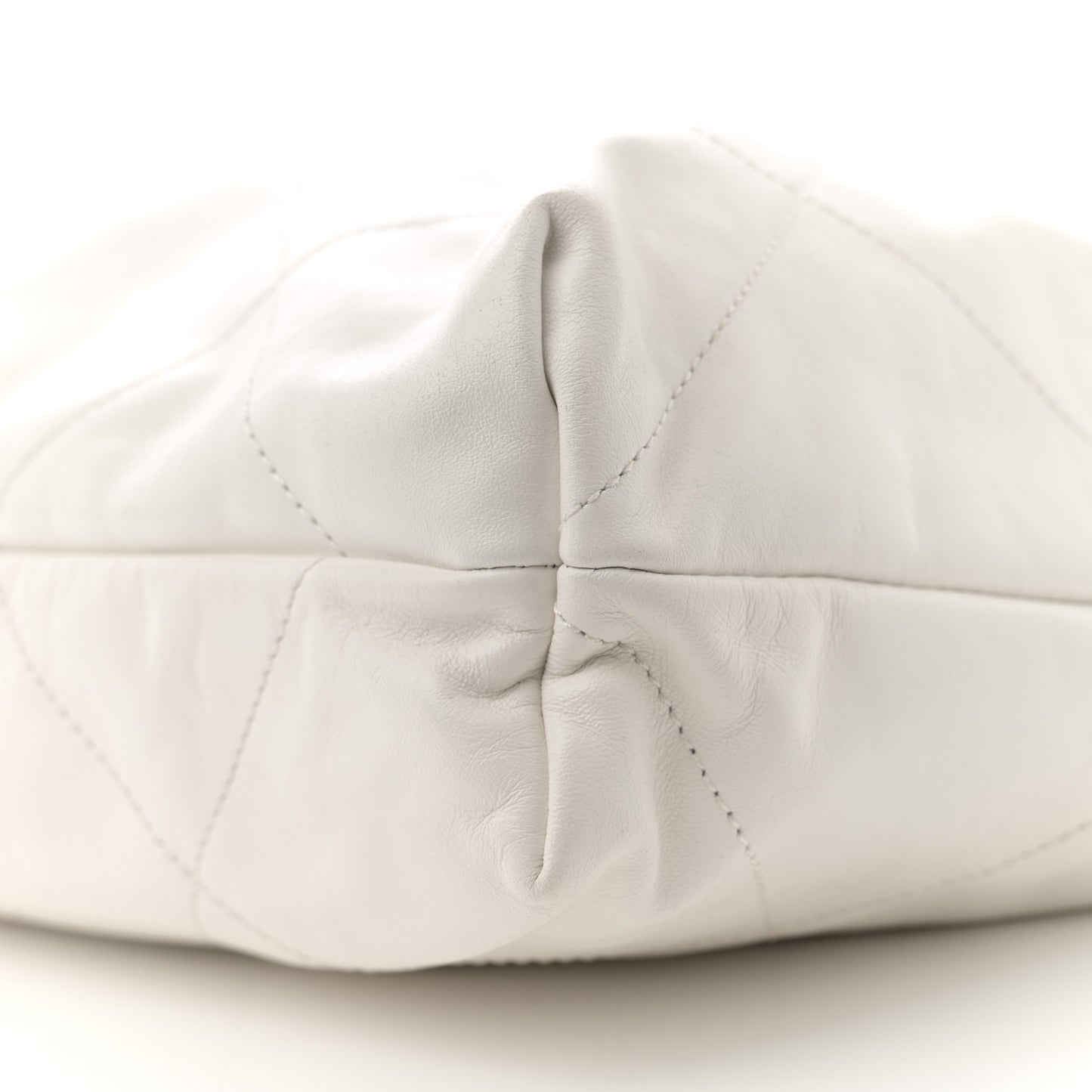 Shiny Calfskin Quilted Small Chanel 22  White
