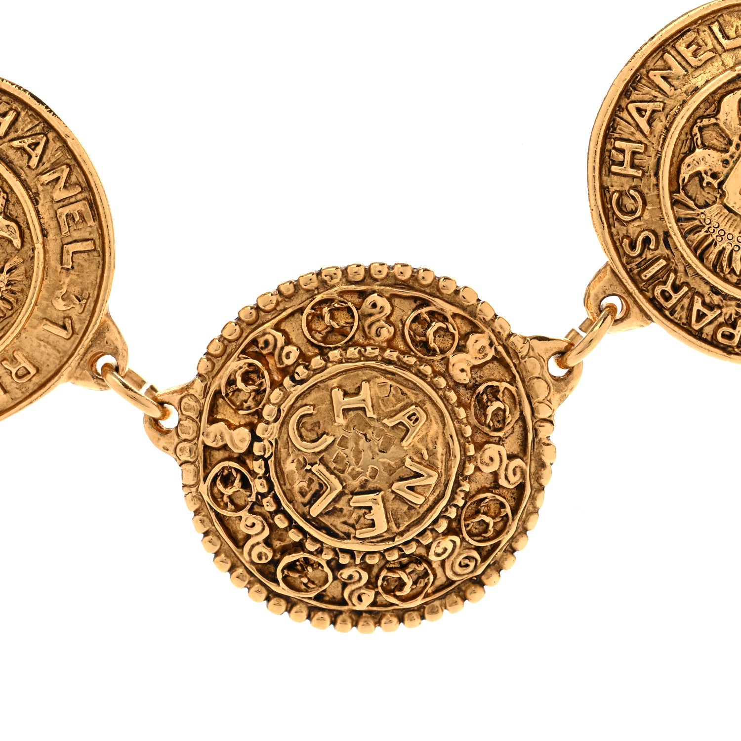 Chanel Metal CC Medallion Necklace Gold 4 of 7
