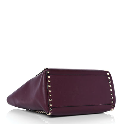 Valentino Garavani Vitello Rockstud Double Handle Tote Rubin 3 of 10