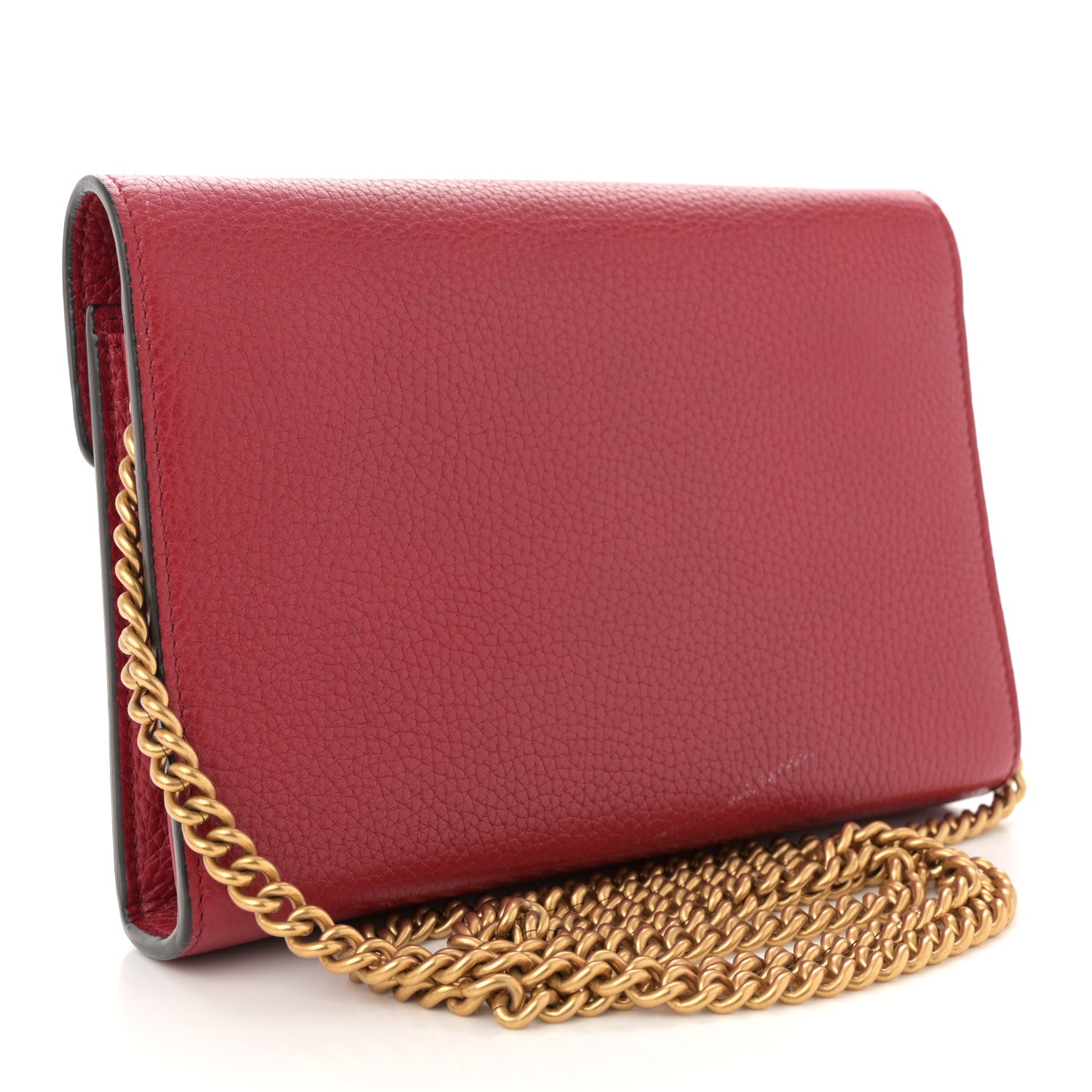 Gucci Calfskin GG Marmont Chain Wallet Vulcanic Red 3 of 12