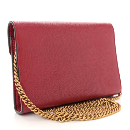 Gucci Calfskin GG Marmont Chain Wallet Vulcanic Red 3 of 12
