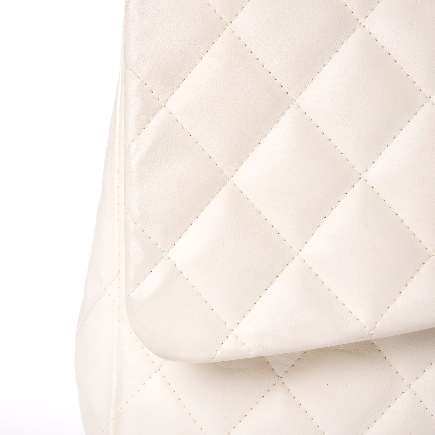 Lambskin Quilted Jumbo Single Flap White