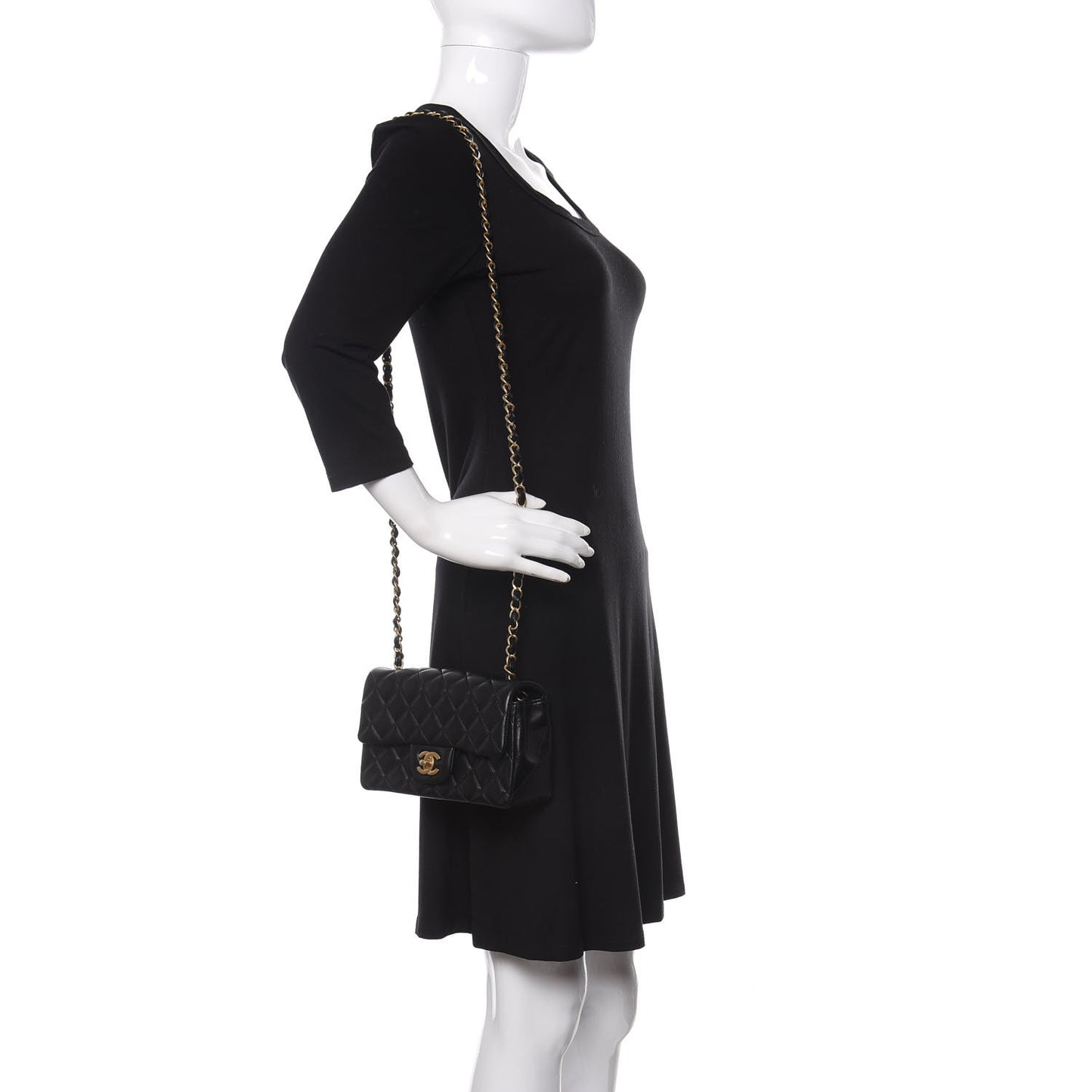 Lambskin Quilted Mini Rectangular Flap Black