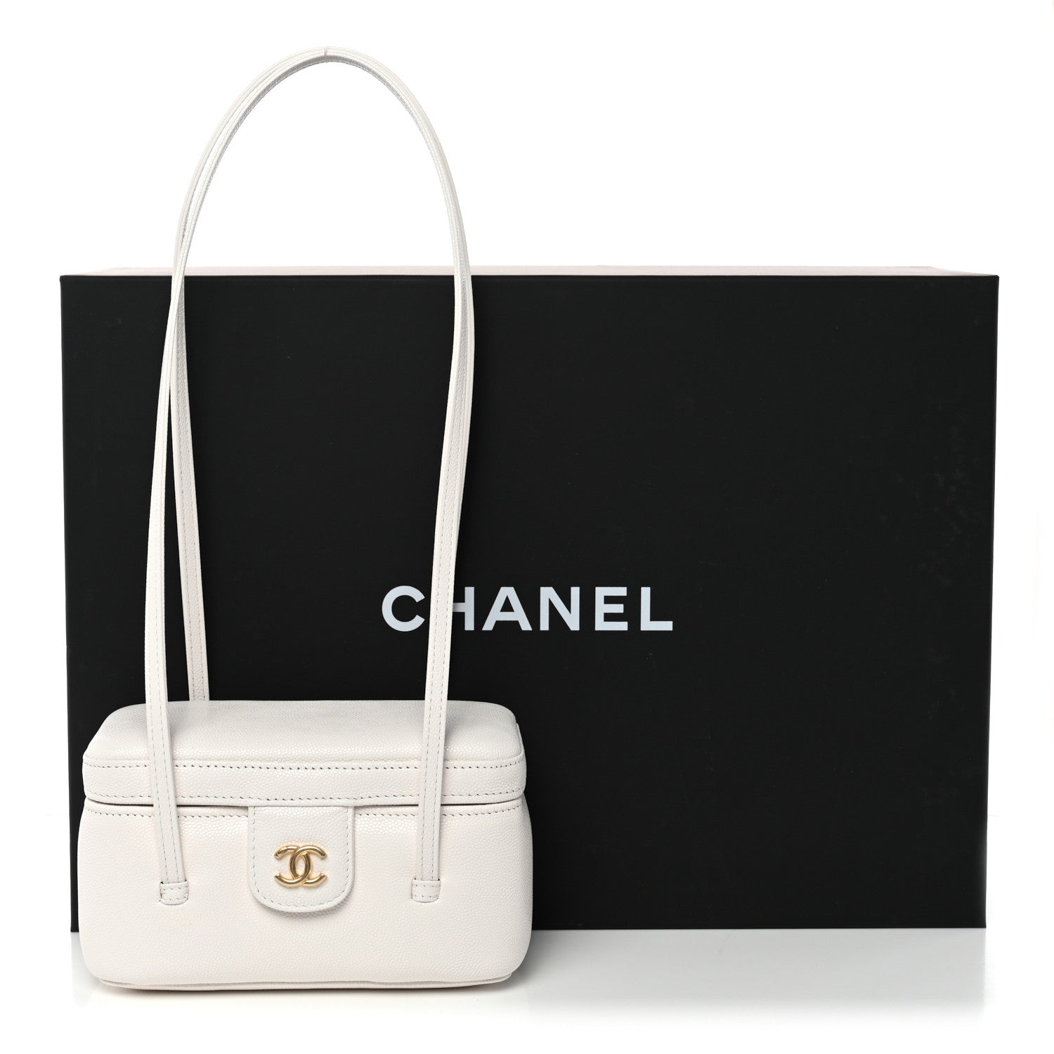 Chanel Shiny Caviar Preppy Coco Long Vanity With Strap White 11 of 11