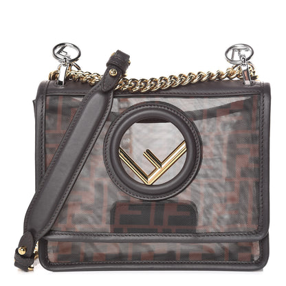 Fendi Mesh Vitello Century F is Fendi FF 1974 Small Kan I Shoulder Bag Marrone Black Ebano 1 of 10