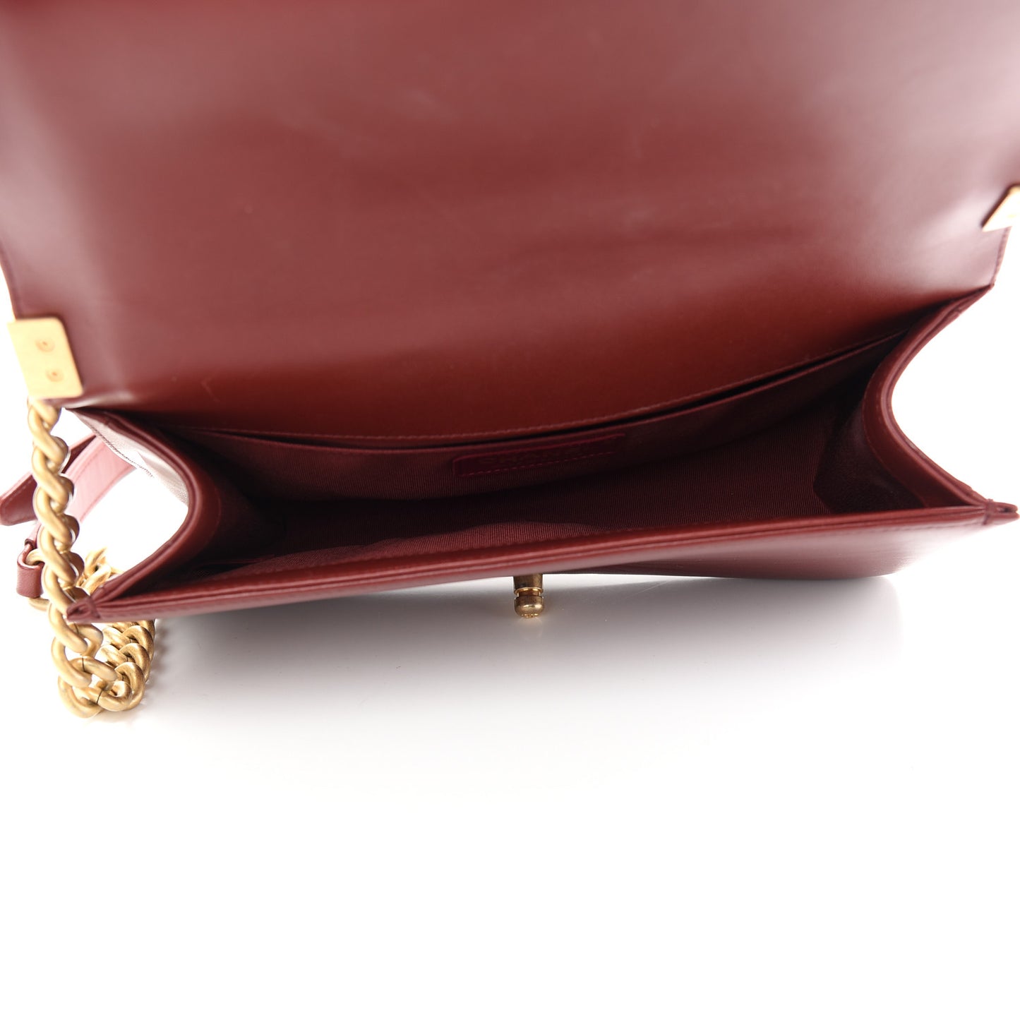 Lambskin Quilted Medium Boy Flap Dark Red