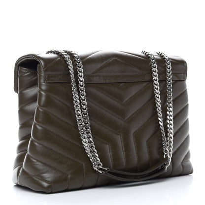 Saint Laurent Calfskin Y Quilted Monogram Medium Loulou Chain Satchel Kaki Fonce 3 of 11