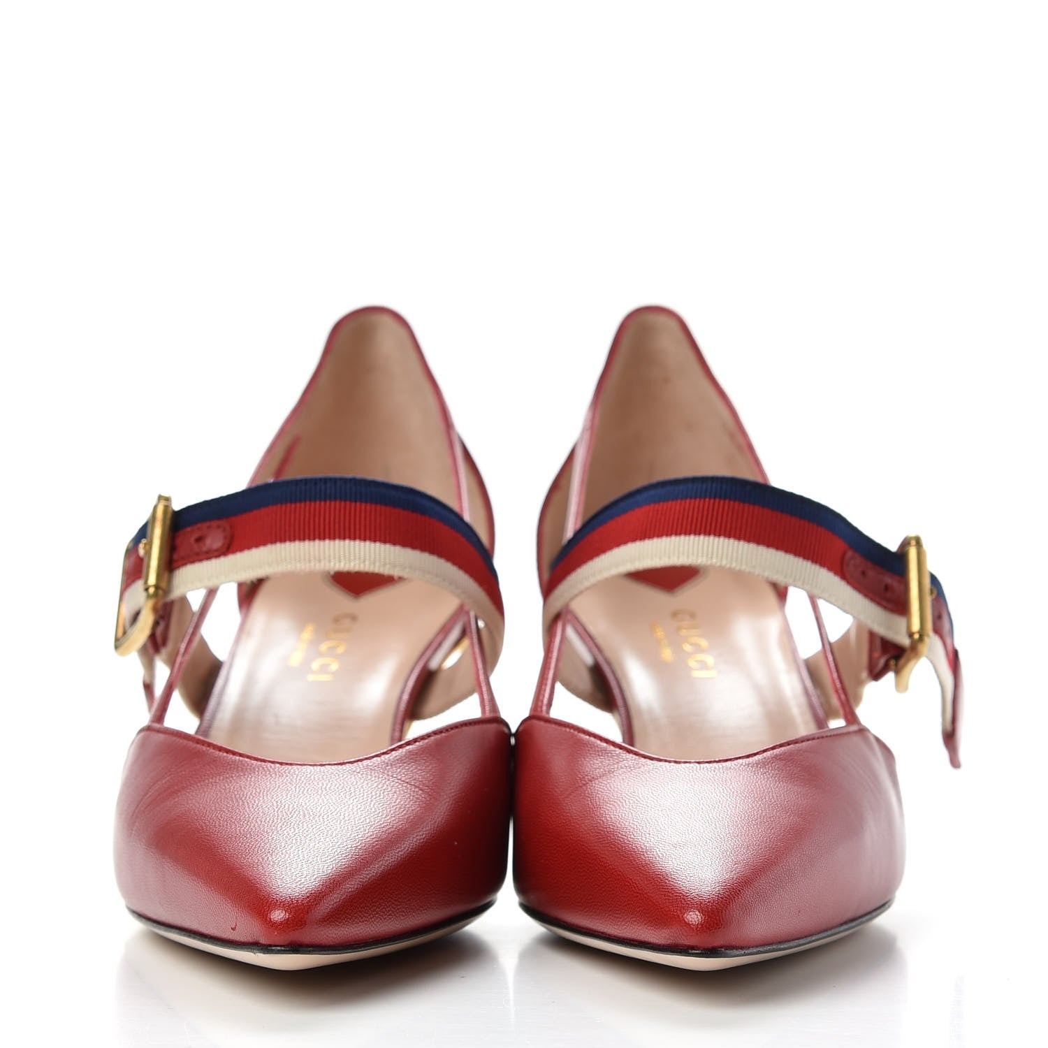 Gucci Malaga Kid Grosgrain Sylvie Web Bamboo Mules 36 Hibiscus Red 2 of 10
