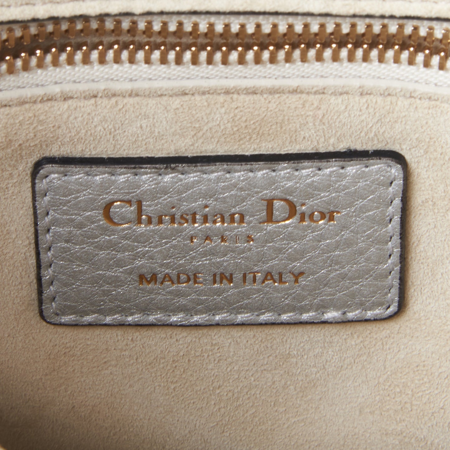 Metallic Grained Calfskin Cannage Medium Supple Lady Dior Silver