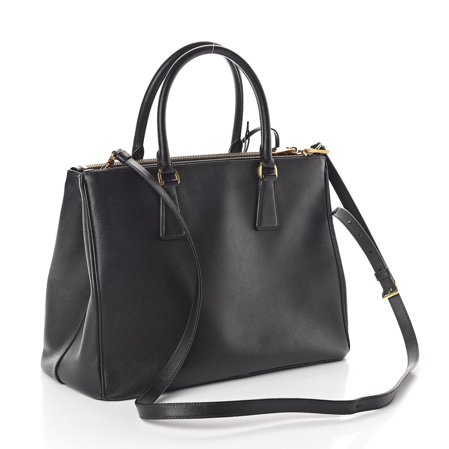 Saffiano Medium Galleria Double Zip Tote Black