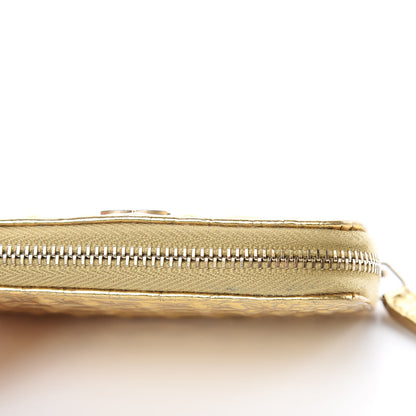 Chanel Metallic Calfskin Crocodile Embossed Cocodile Zip Coin Case Gold 9 of 10