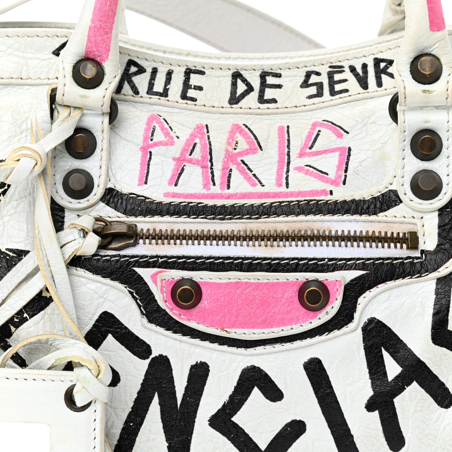Balenciaga Agneau Graffiti All Over Classic Hardware S City White Multicolor 8 of 20