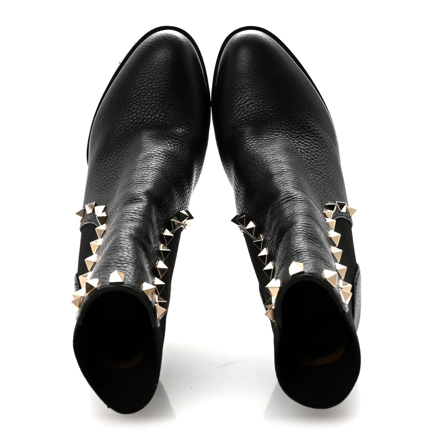 Grained Calfskin Rockstud Chelsea 80mm Ankle Boots 37 Black