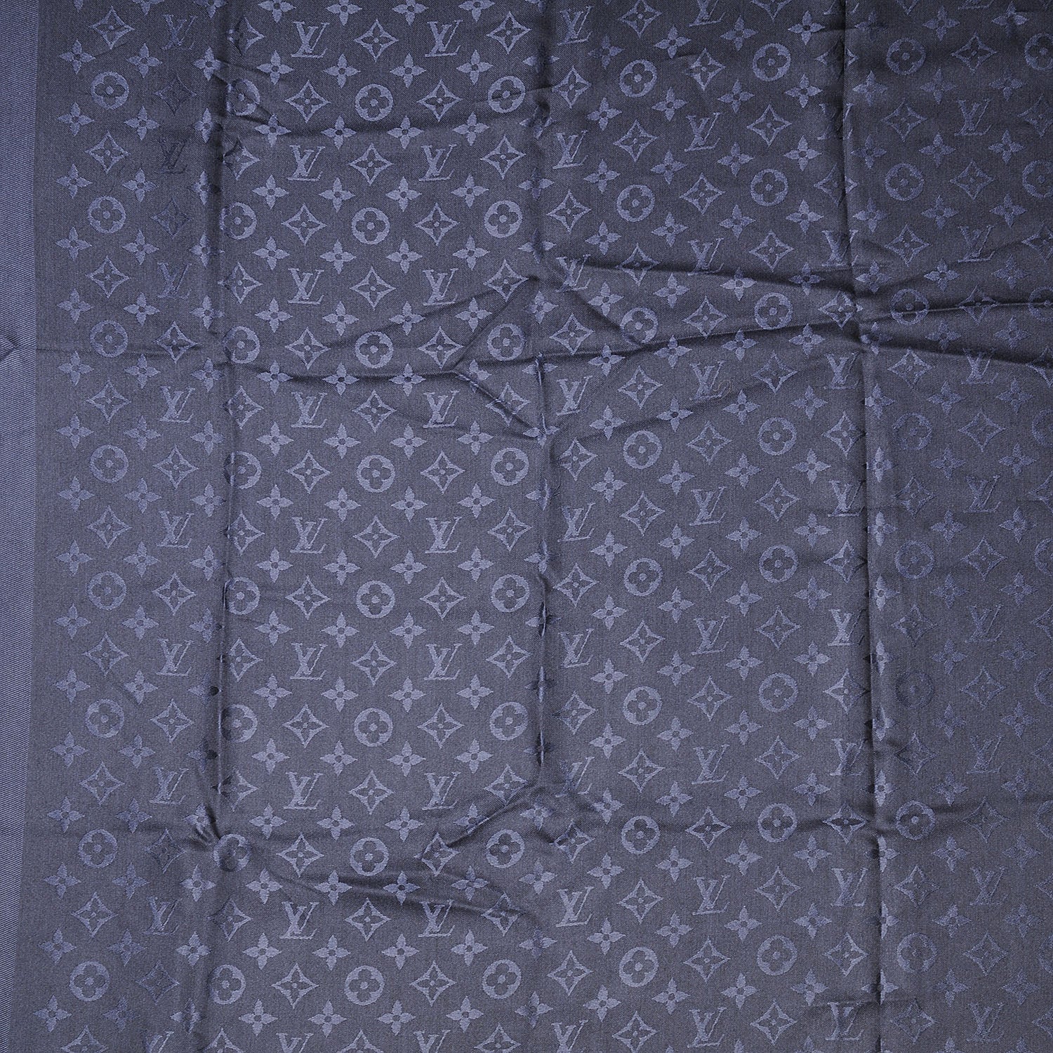 Louis Vuitton Wool Silk Monogram Shawl Night Blue 3 of 4