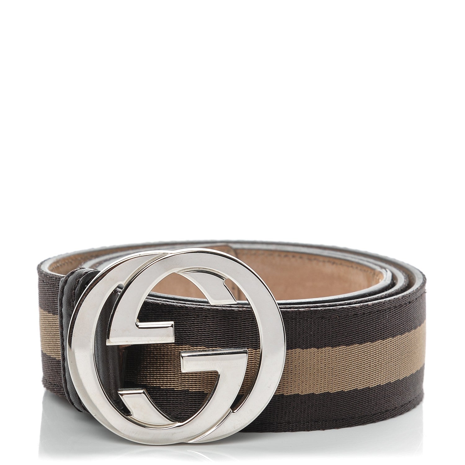 Gucci Canvas Web Interlocking G Belt 105 42 Dark Brown 1 of 6