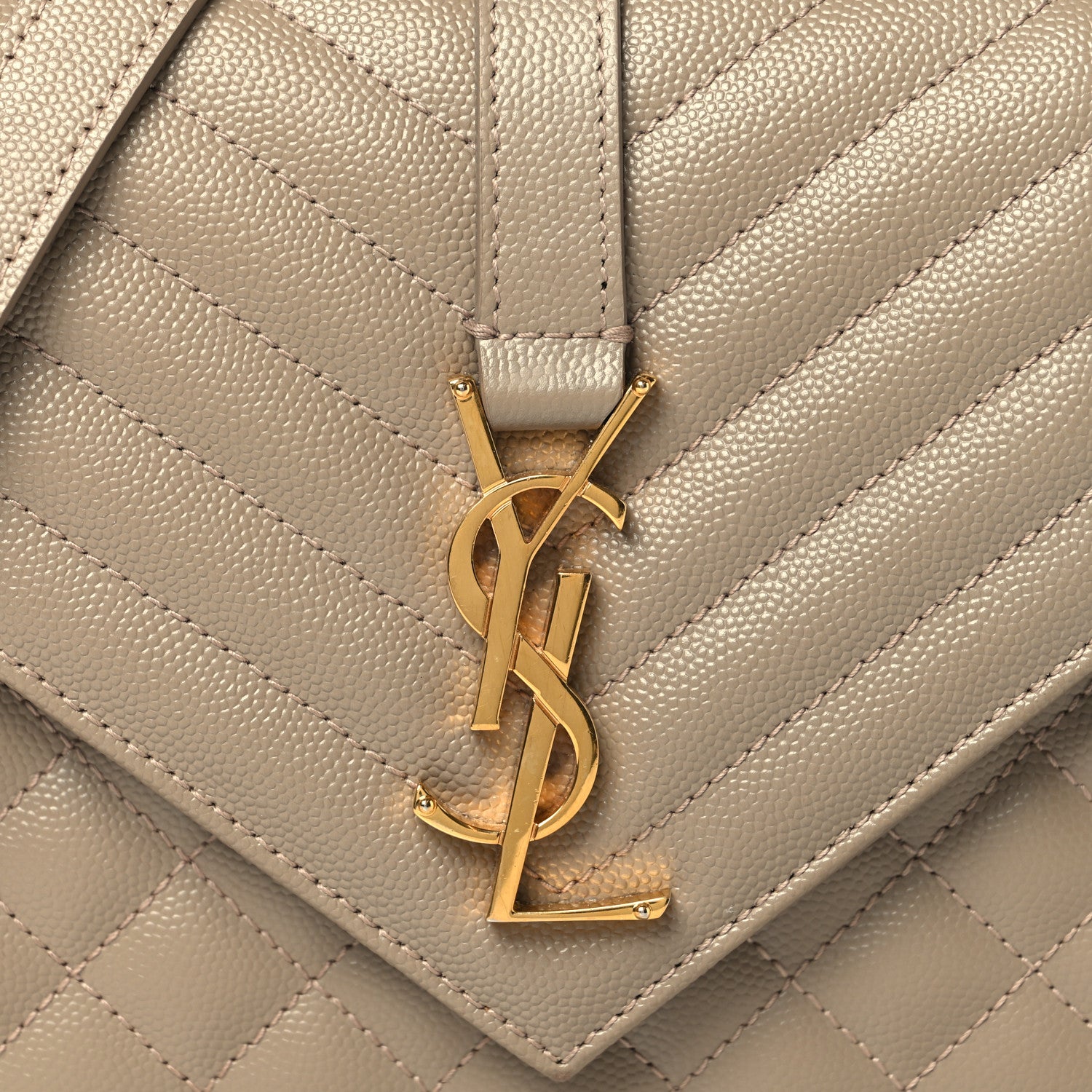 Saint Laurent Grain De Poudre Textured Mixed Matelasse Medium Triquilt Monogram Satchel Dusty Grey 7 of 10