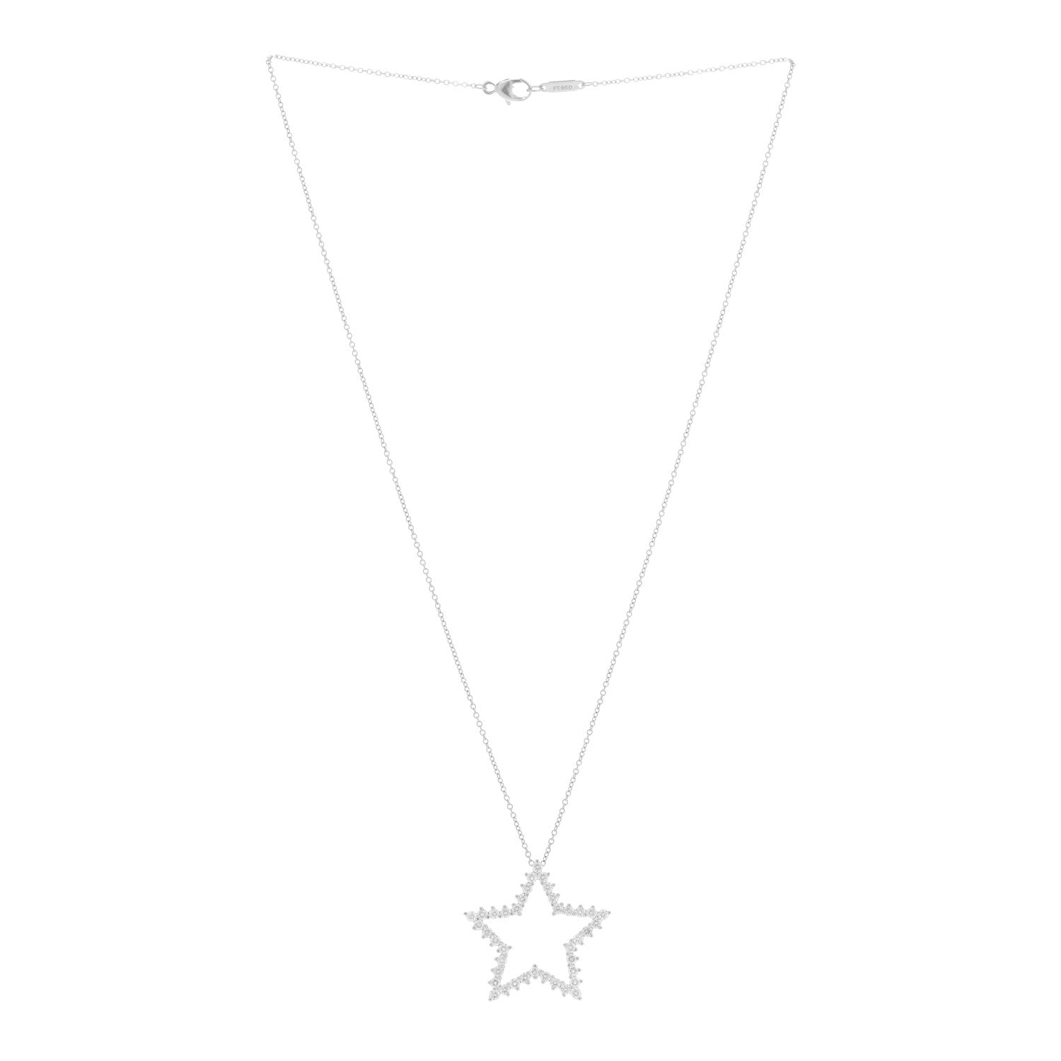 Tiffany Platinum Diamond Star Pendant Necklace 3 of 5
