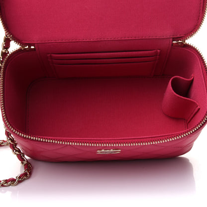 Chanel Lambskin Quilted Small Top Handle Vanity Case With Chain Dark Pink 5 of 11