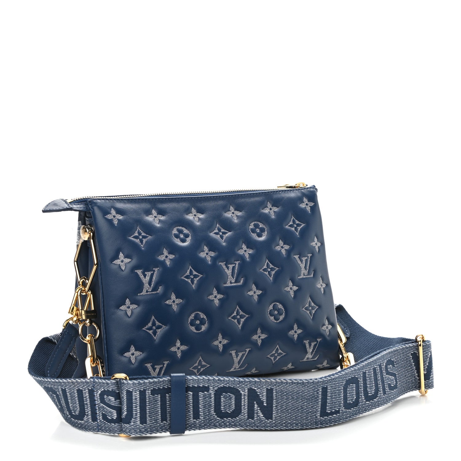 Louis Vuitton Lambskin Embossed Monogram Coussin PM Denim Blue 3 of 11