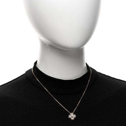 Van Cleef & Arpels 18K Rose Gold Diamond Silver Obsidian Vintage Alhambra Pendant Necklace 2 of 5