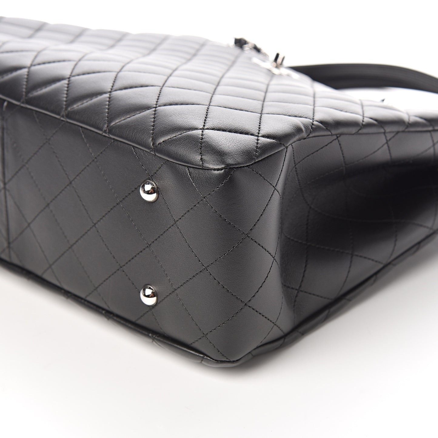 Calfskin Quilted Large Classic Shopping Tote Black