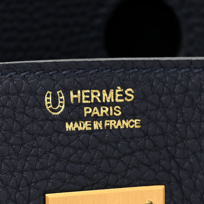 Hermes Togo Horseshoe Birkin 30 Bleu Nuit Black 7 of 9