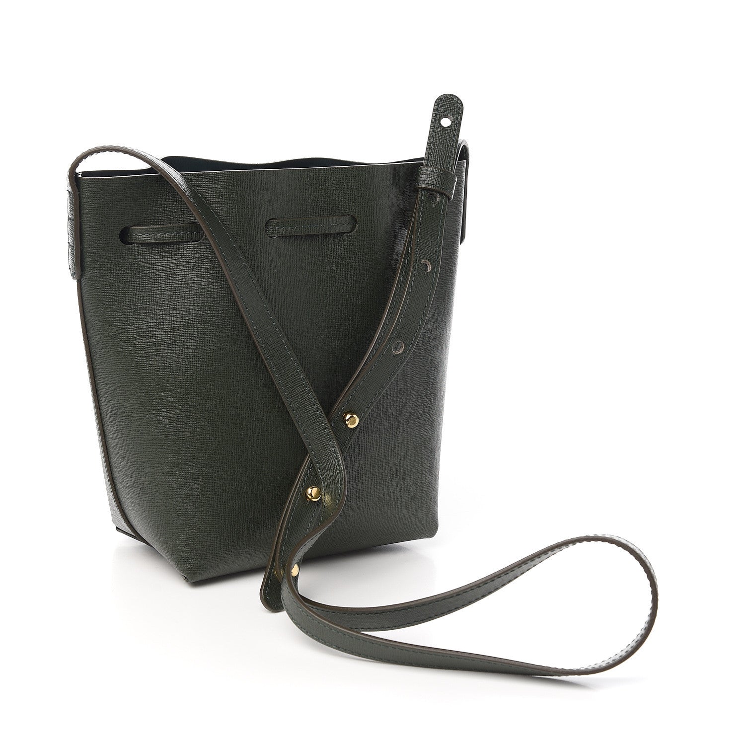 Mansur Gavriel Saffiano Mini Mini Bucket Bag Dark Green 2 of 8