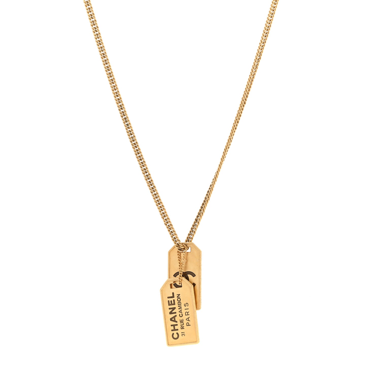 ID Dog Tag Charm Necklace Gold