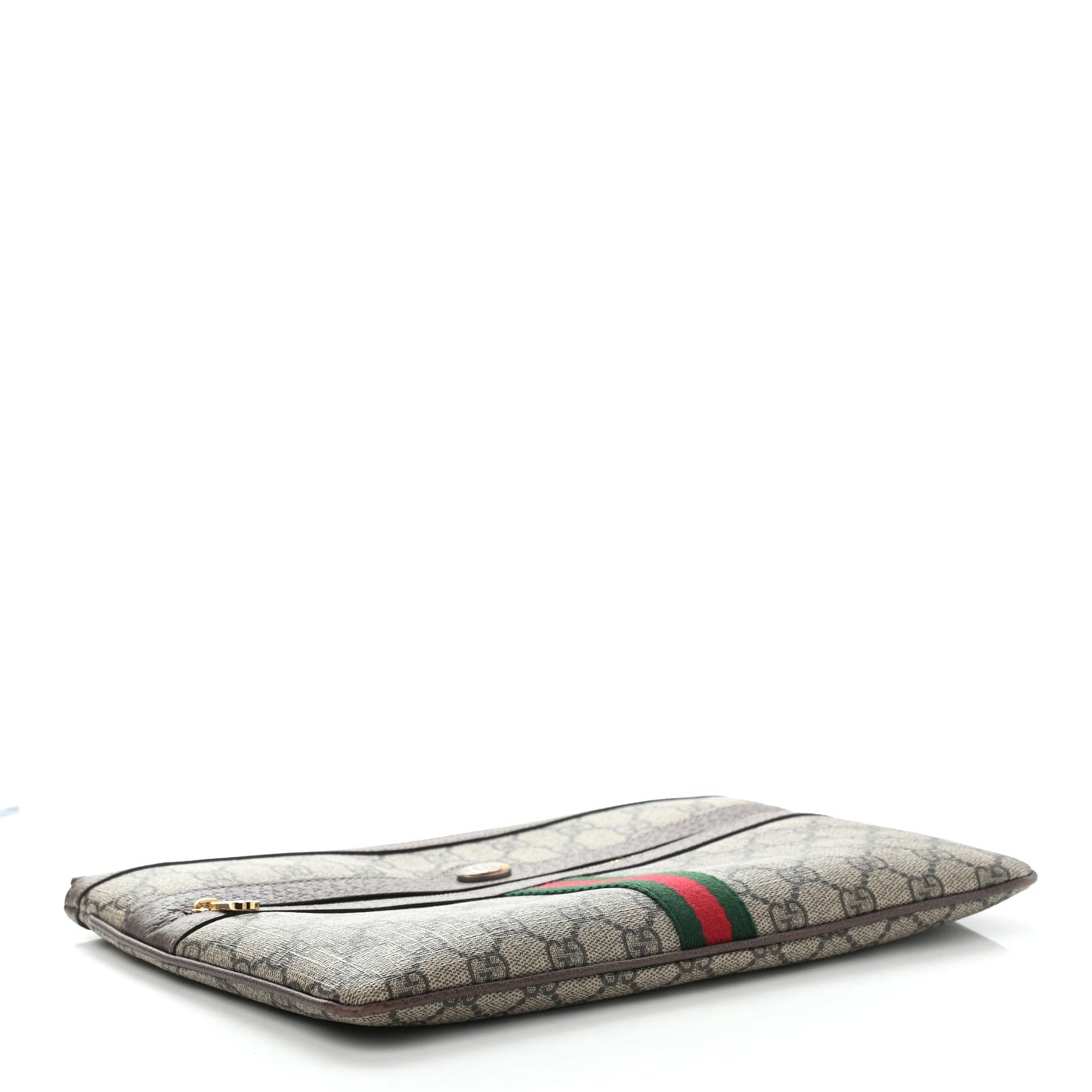 GG Supreme Monogram Large Ophidia Pouch Clutch Brown