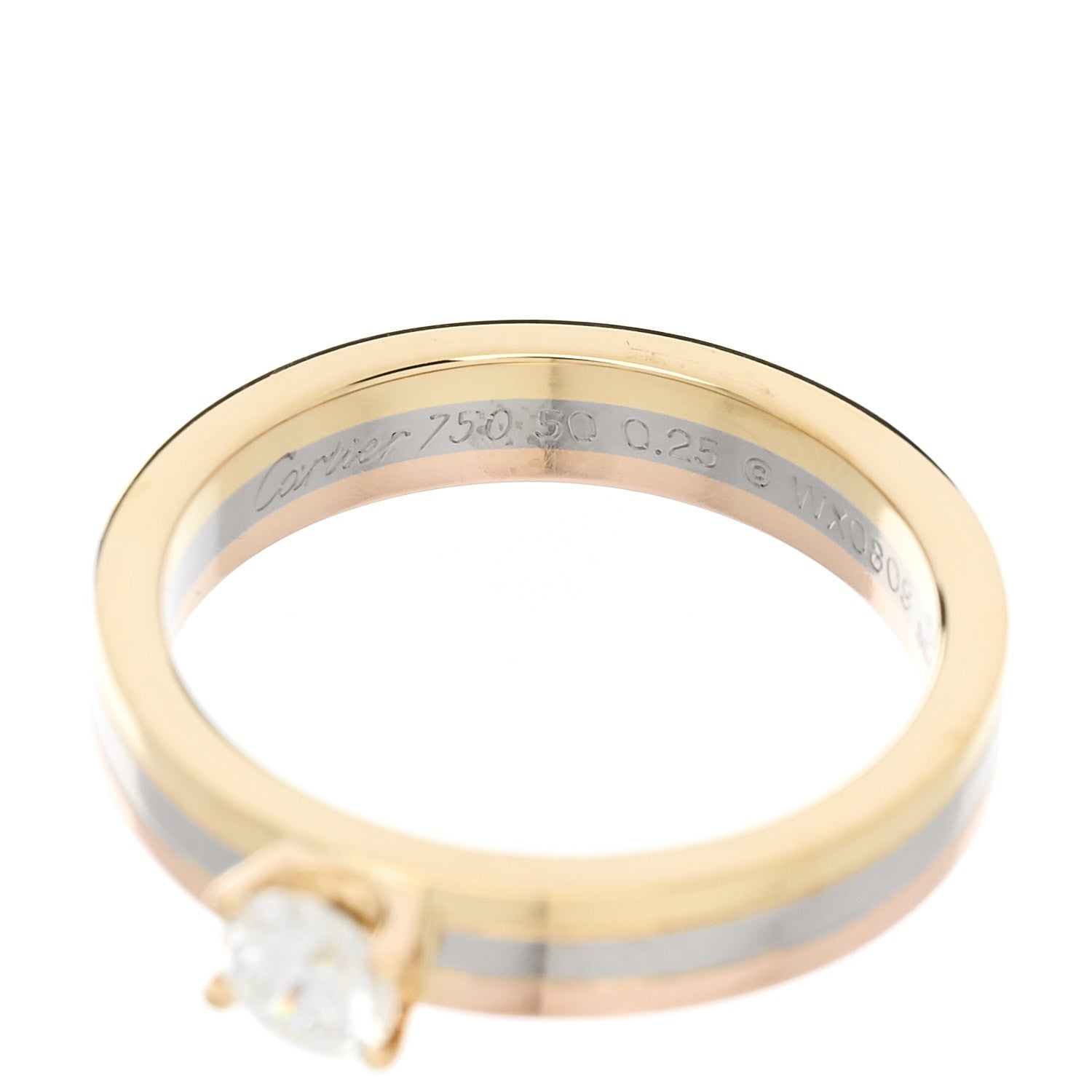 Cartier 18K Pink Yellow White Gold Diamond .25ct Solitaire Trinity Engagement Ring 50 5.25 5 of 7