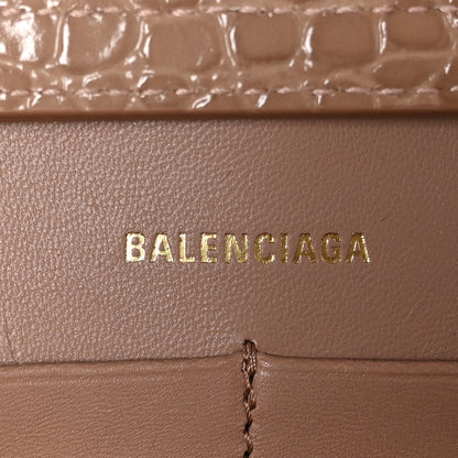 Balenciaga Shiny Calfskin Crocodile Embossed Hourglass Chain Bag Nude Beige 10 of 12