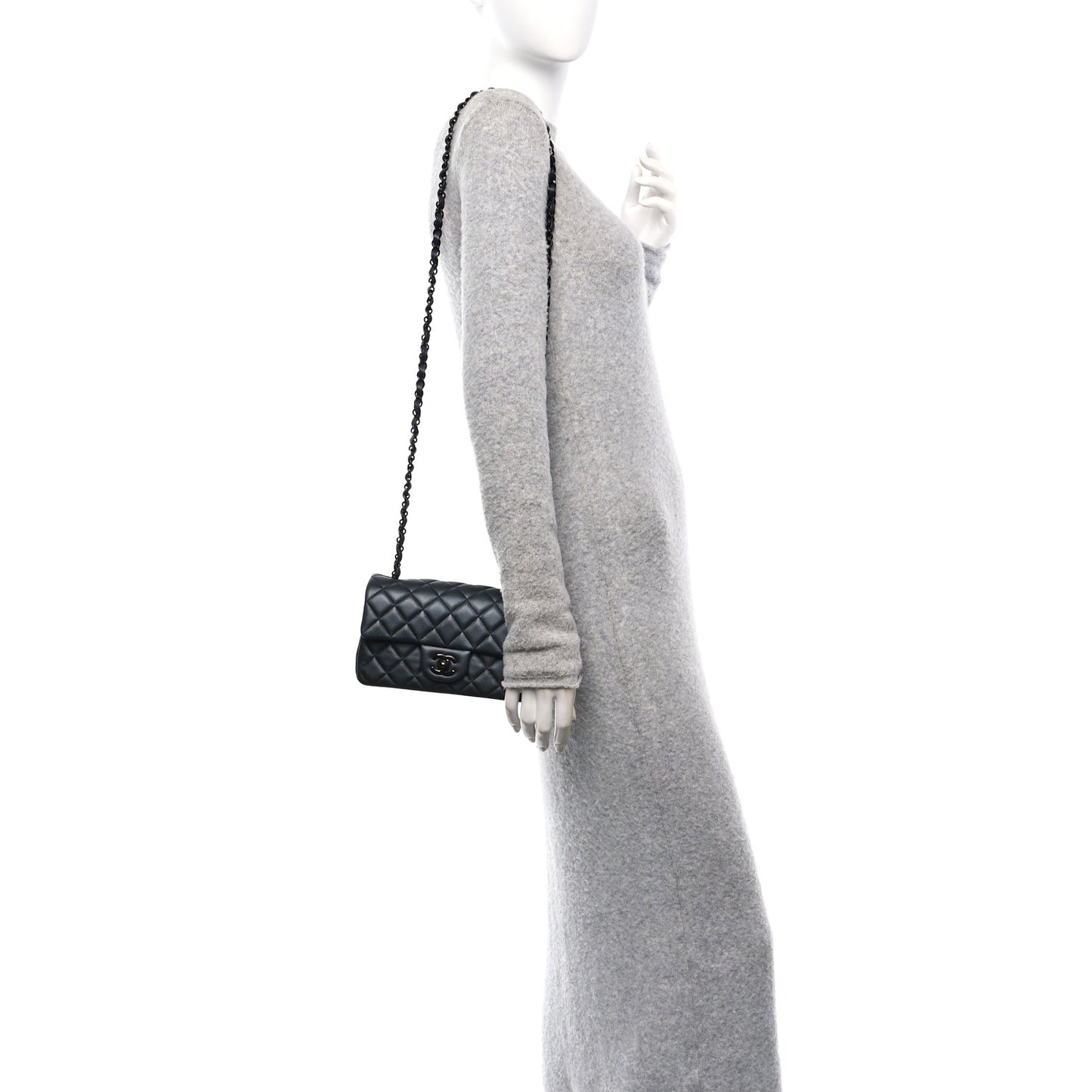 Lambskin Quilted Mini Rectangular Flap So Black